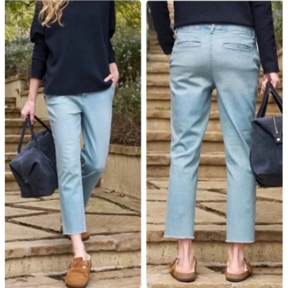 Frank &‎ Eileen Womens The Italian Chino 1975 Light Blue Wash Denim Raw Hem NEW